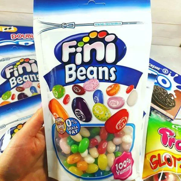 Жувальні мармеладні драже Fini Beans Фіні Боби різнокольорові 17 смаків без глютену 180г - 2