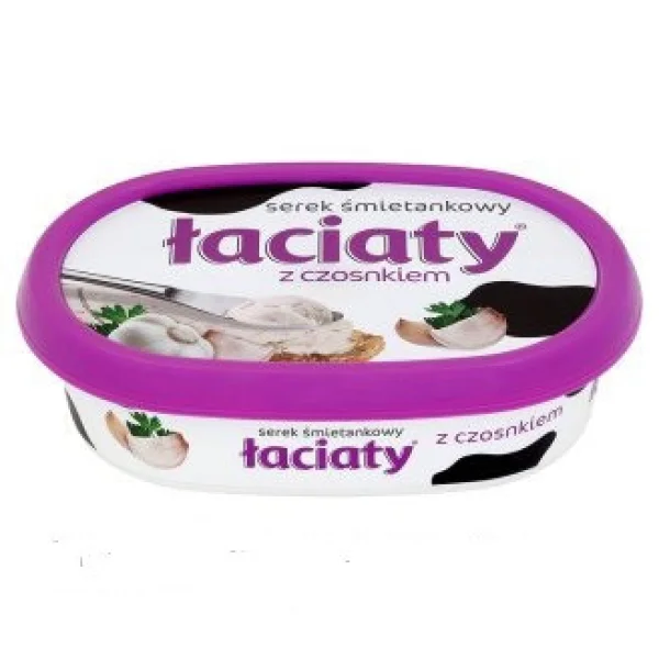 Сир Mlekpol Laciaty cream cheese часниковий (135 г) - 1