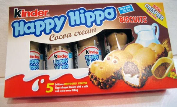 Вафельні батончики бісквітні Kinder Happy Hippo Cocoa cream Bisquit з шоколадною начинкою та кокосовим кремом 5шт 150г - 1