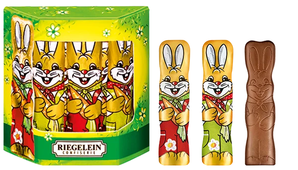 Набір Шоколад Кролики Великодні Заяці Riegelein Chocolate Bunny Easter Рейгелен Пасхальні Коробка 125г - 1