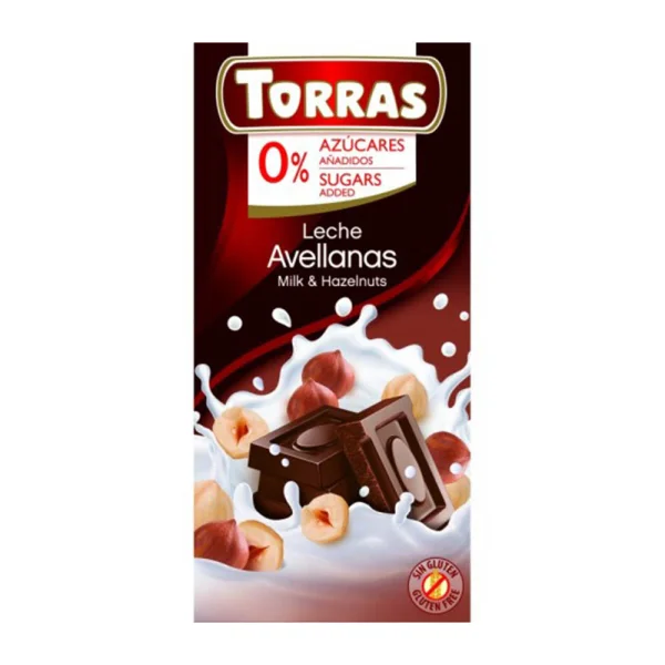 Шоколад молочний Torras torras з фундуком (без сахара, без глютена) 75г - 1