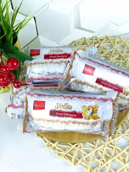 Штоллен Різдвяний з Марципаном Favorina mini Stollen Noble Marzipan Фаворіна міні кекс із цукатами та родзинками 200г - 2