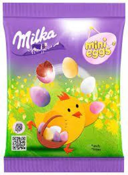 Шоколадні яєчні Milka milka mini eggs у кольоровій глазурі, 100 г. - 1
