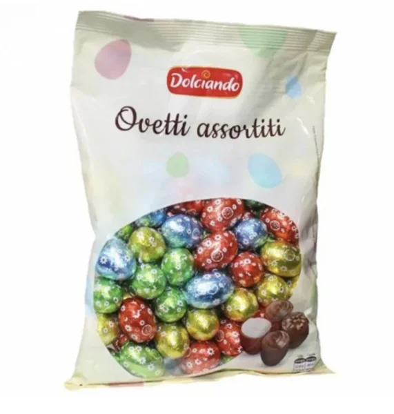 Яйця Шоколадні Великодні Dolciando Ovetti Assortiti Долчіандо Оветті Пасхальні в фользі Асорті Пакет 850г - 1