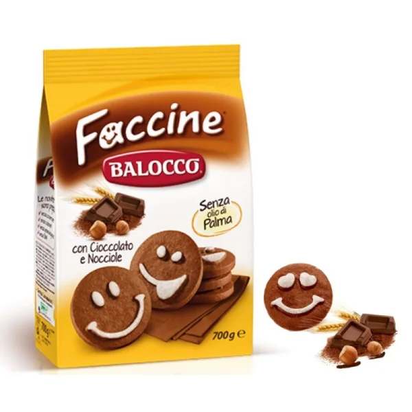 Balocco faccine з шоколадом і лісовими горіхами в пакованні 700 грамів - 1