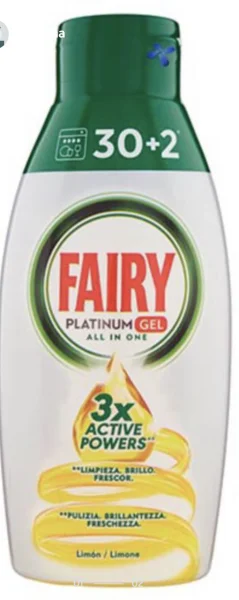 Безфосфатний гель Fairy для посудомийки fairy platinum all in one 32 цикли (650 мл) - 1
