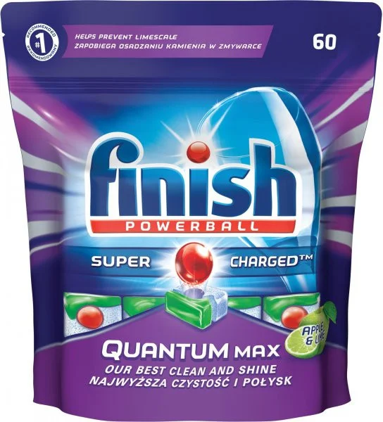 Миючий засіб Finish для посудомийної машини finish quantum max apple lime 60 шт - 1