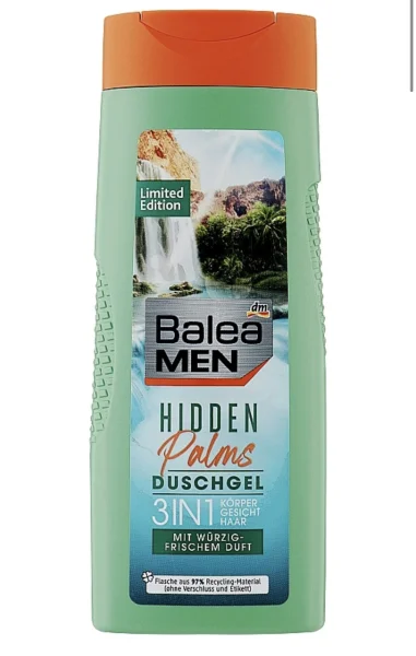 Balea men hidden palms duschgel 3 in 1 vegan - чоловічий гель для душу 3 в 1, 300 мл, німеччина - 1