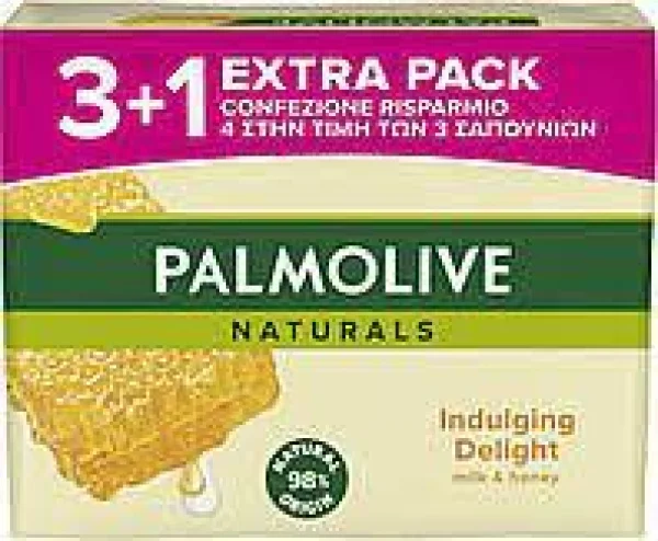 Тверде мило Palmolive palmolive мед та молоко в економній упаковці (4шт.* 90г) - 1