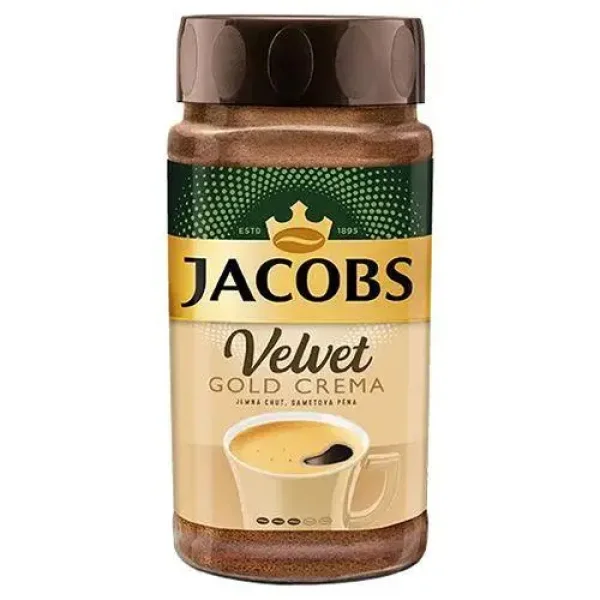Розчинна кава jacobs velvet gold crema 180 грамів у скляній банці - 1