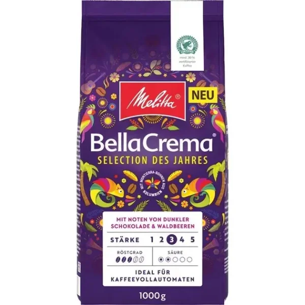Кава в зернах Melitta bella crema selection des jahres з ароматом чорного шоколаду і лісових ягід 1кг - 1