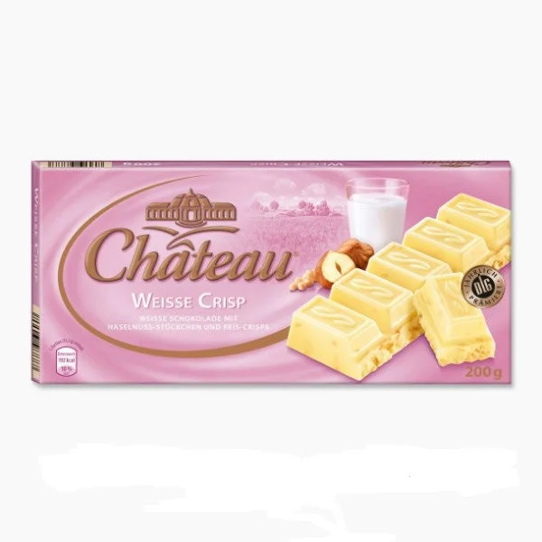 Білий шоколад Chateau зі шматочками рисових пластівців і фундука chateau weisse crisp 200 г - 1
