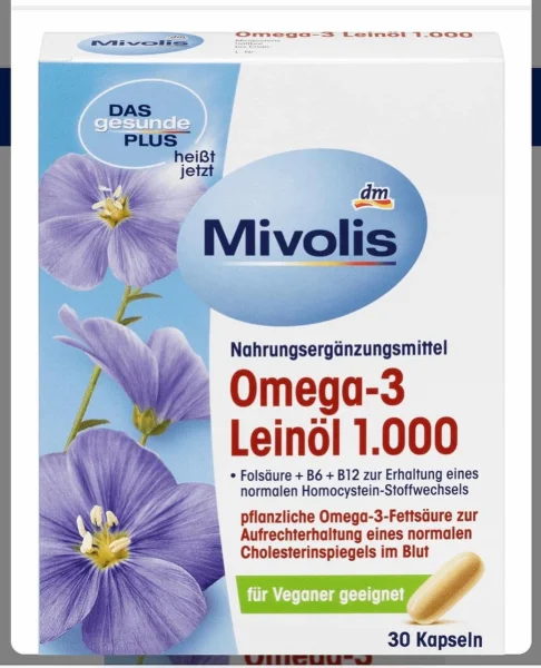 Рибний жир Mivolis — омега 3 лляна omega — 3 leinöl 1000 mivolis — das gesunde plus 30 шт. - 1