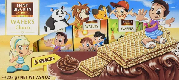 Дитячі вафлі Feiny biscuits gunz feiny biscuits із шоколадним кремом, 225 г, 5 штук - 1