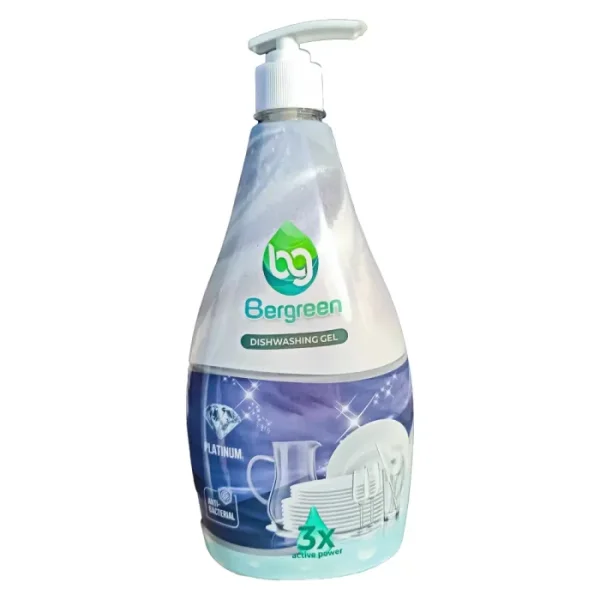 Гель-концентрат для миття посуду з дозатором Антибактеріальний Bergreen Dishwashing Gel Platinum Power Платінум без аромату 1000мл - 1