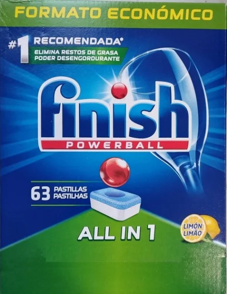 Таблетки finish powerball all in 1 deep clean для посудомийної машини 63 шт. лимон - 1