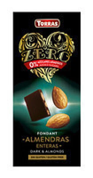 Чорний шоколад Torras без цукру torras zero with almonds з мигдалем 150 г - 1