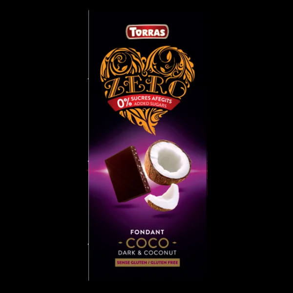 Шоколад torras Torras zero negra сосо чорний з кокосом 125г - 1