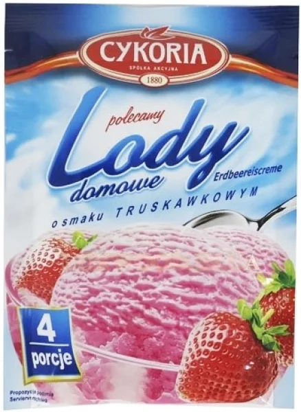 Порошок для приготування морозива Cykoria lody domowe з полуничним смаком 60г - 1