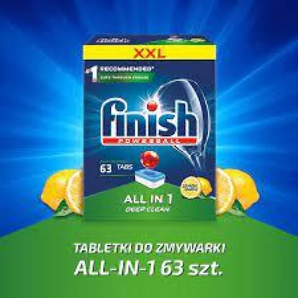Таблетки Finish Powerball all in 1 deep clean для посудомийної машини лимон 63 шт - 1
