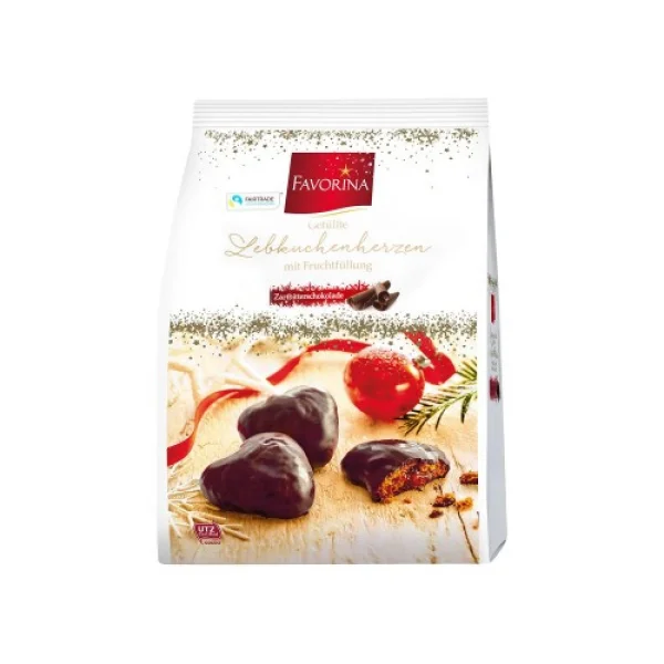 Пряники в чорному шоколаді Favorina з фруктовою начинкою favorina 300g (німеччина) - 1