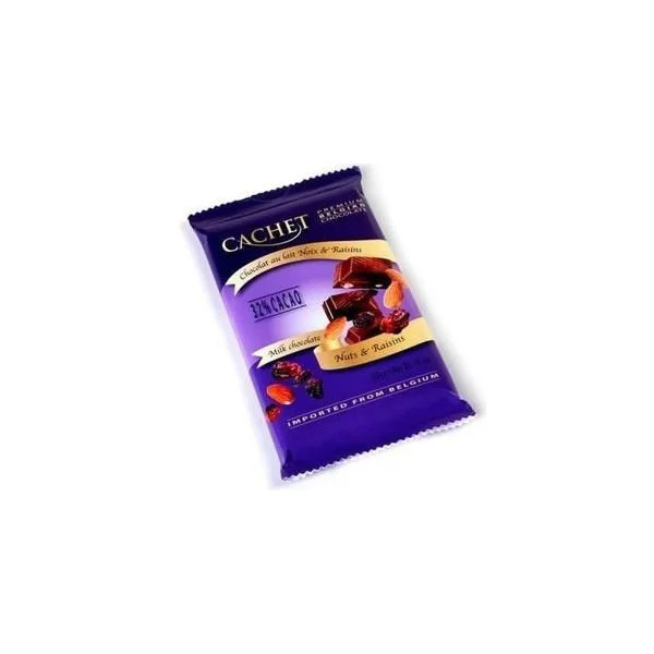 Преміум шоколад Cachet 32% Milk Chocolate with Nuss&Raisins з мигдалем і родзинками, 300 г Бельгія - 1