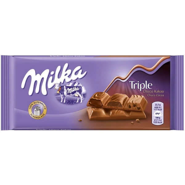 Молочний шоколад milka milka triple choco kakao 100 g - 1